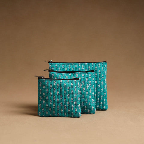 Aqua blue - handmade cotton multipurpose utility pouches