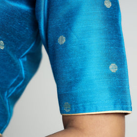 Buy Polka Dot Zari Buti Viscose Silk Stitched Blouse Online at iTokri.com
