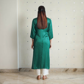 Aradhya dark green modal silk plain straight kurta