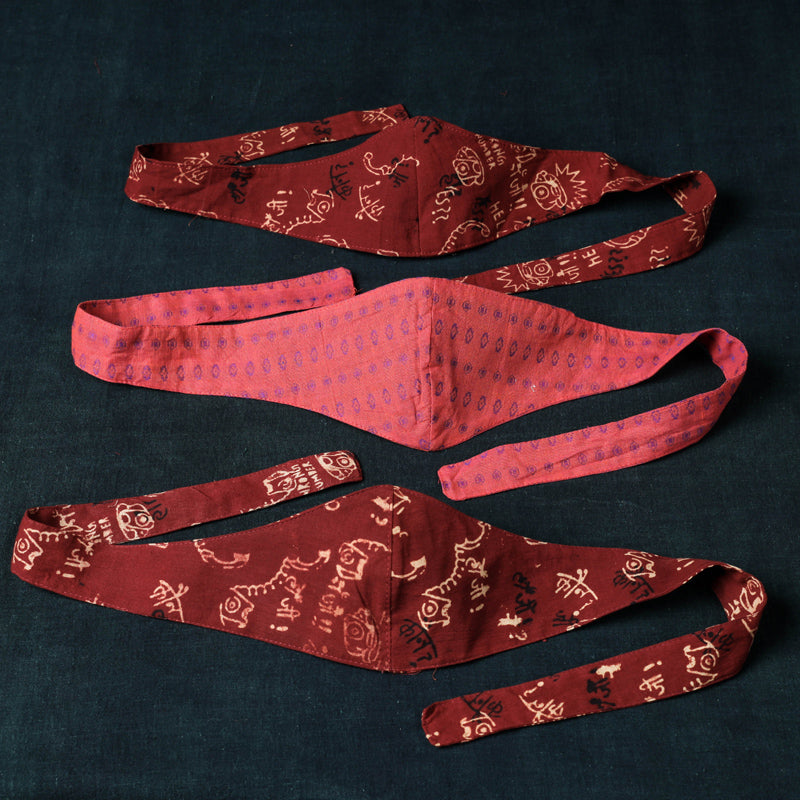  Assorted Setof 3 - Bandana Head Wrap 3 Layer Cotton Fabric Unisex Face Cover Free Size 