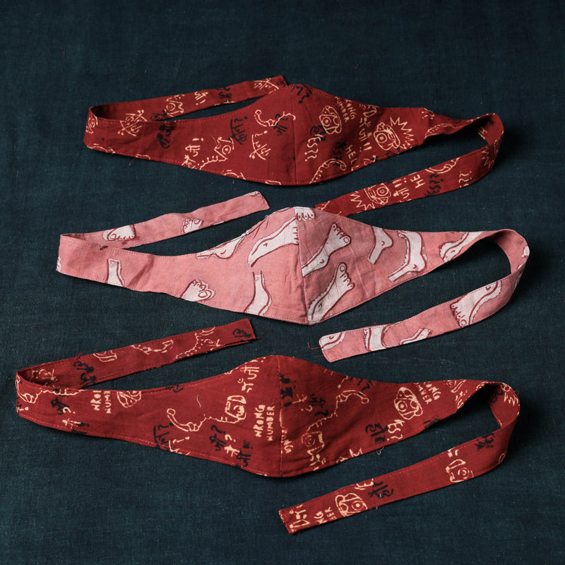  Assorted Setof 3 - Bandana Head Wrap 3 Layer Cotton Fabric Unisex Face Cover Free Size 