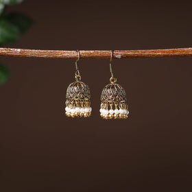 Buy Golden Handcrafted GS Beaded Jhumki Earrings Online