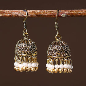 Buy Golden Handcrafted GS Beaded Jhumki Earrings Online