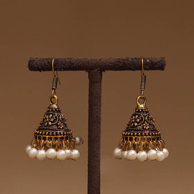 Ayera golden gs beaded jhumki earrings - handcrafted