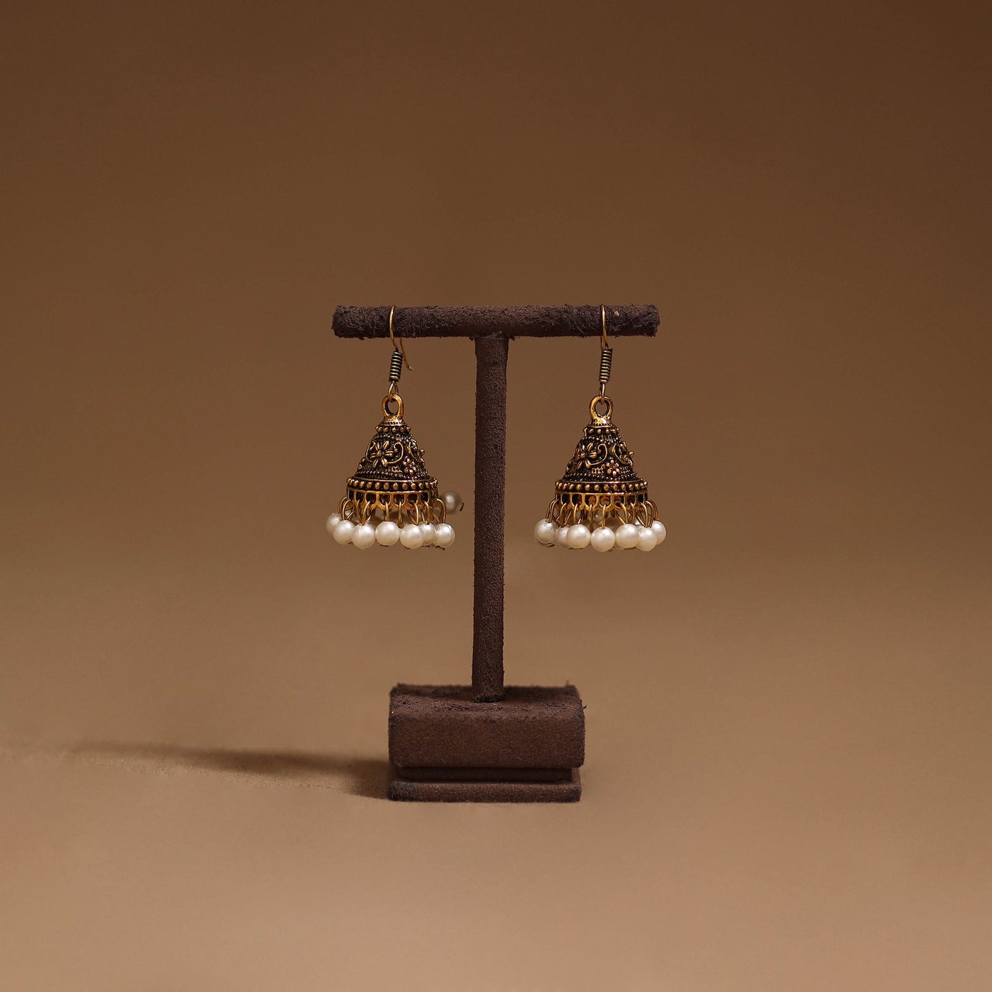 Ayera golden gs beaded jhumki earrings - handcrafted