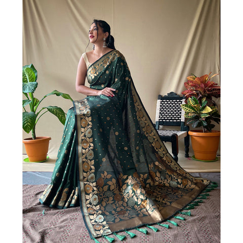 Suhani green Soft Silk Handwork Saree