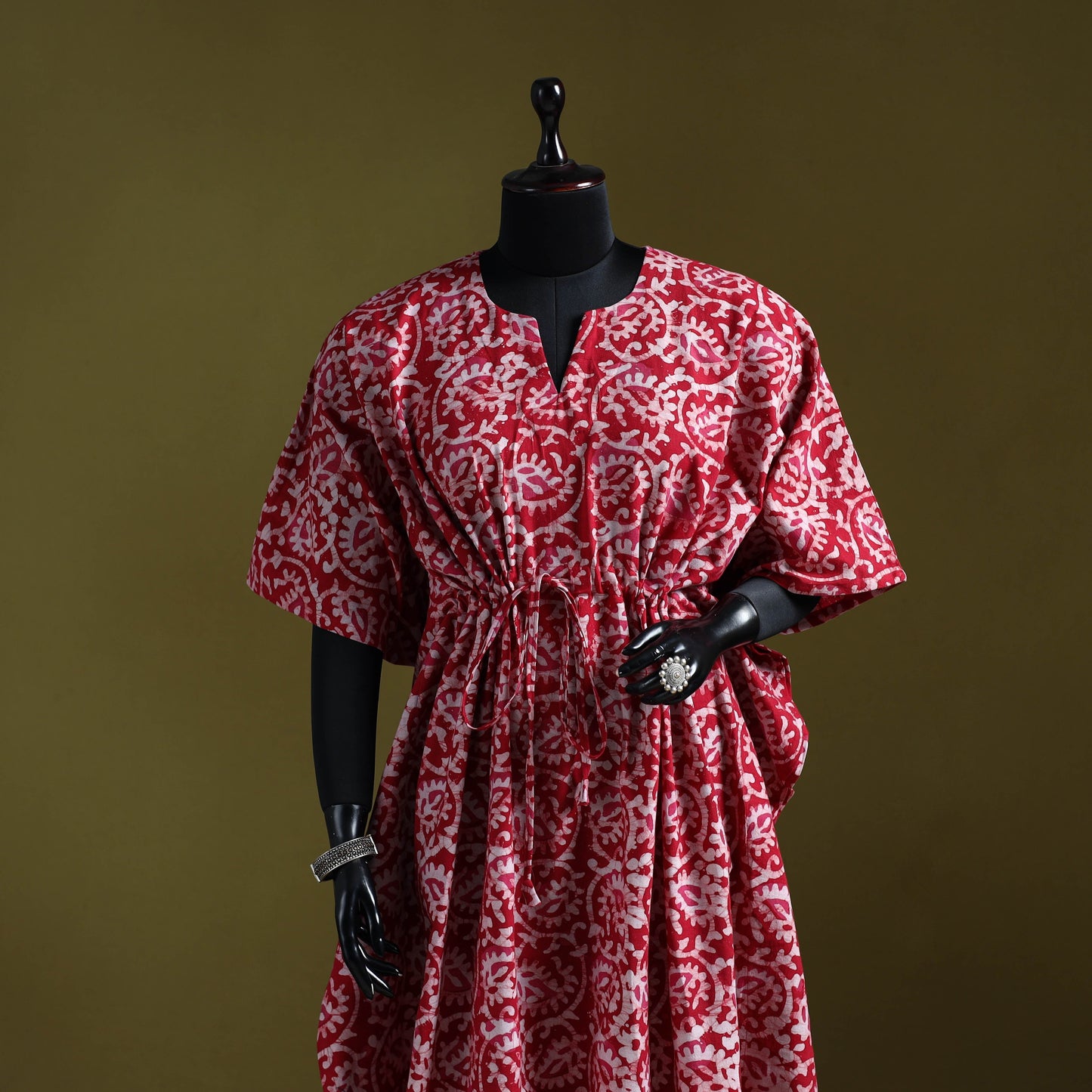 Hand batik cotton long kaftan 03 - handcrafted