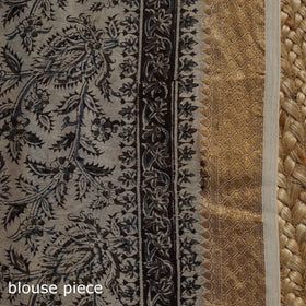 Black - natural dyed pedana chanderi silk kalamkari saree