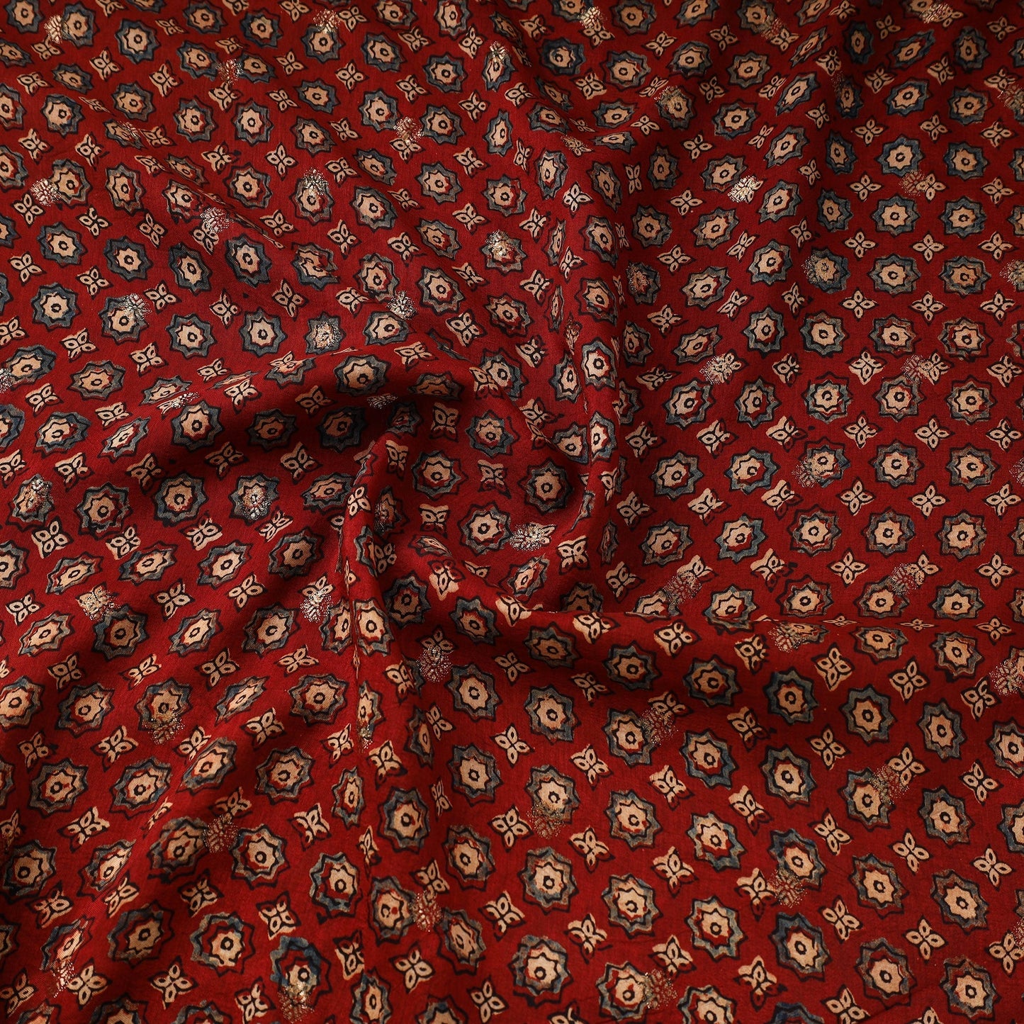 Red - natural dyed dola silk jacquard buti fabric 08