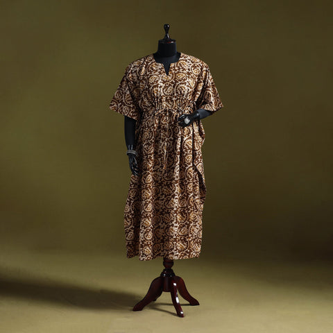 Hand batik cotton long kaftan 01 - handcrafted