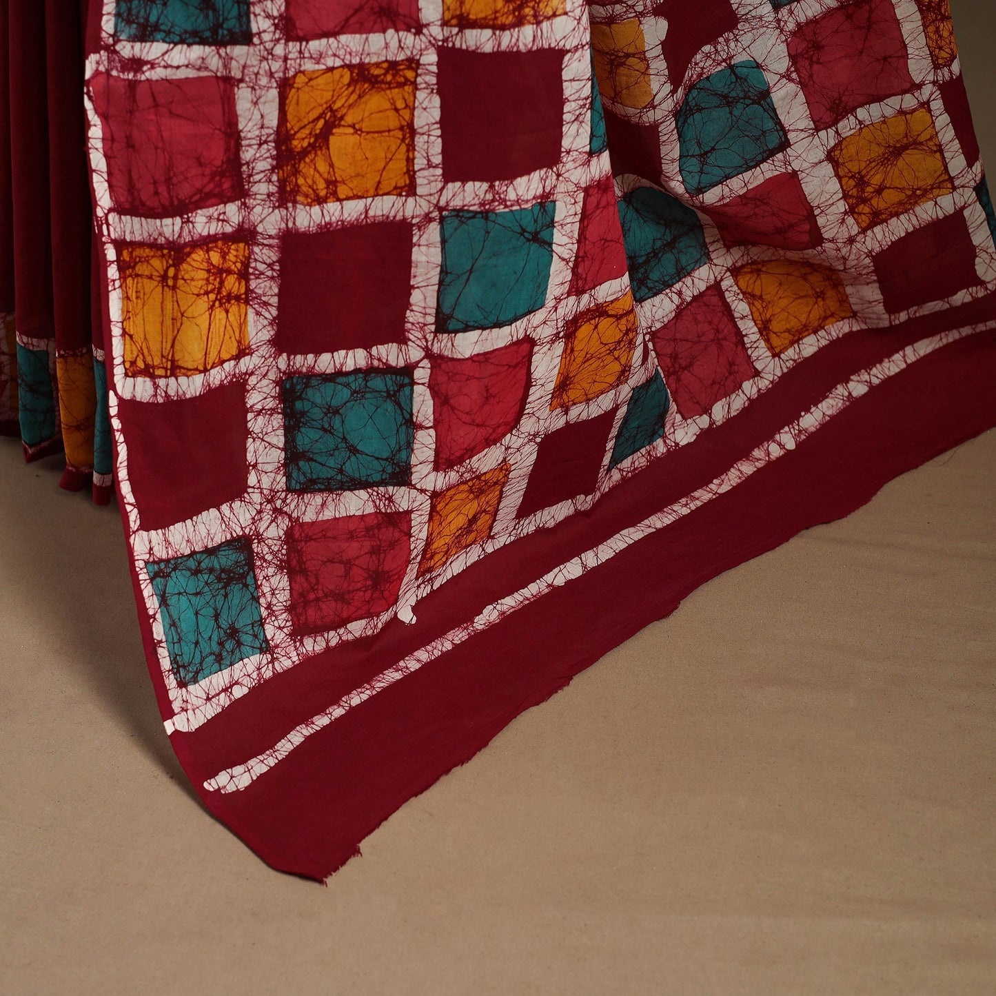 Red - mul cotton hand batik saree 18 - handcrafted