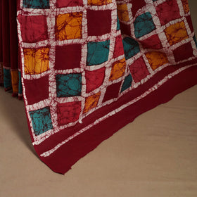 Red - mul cotton hand batik saree 18 - handcrafted