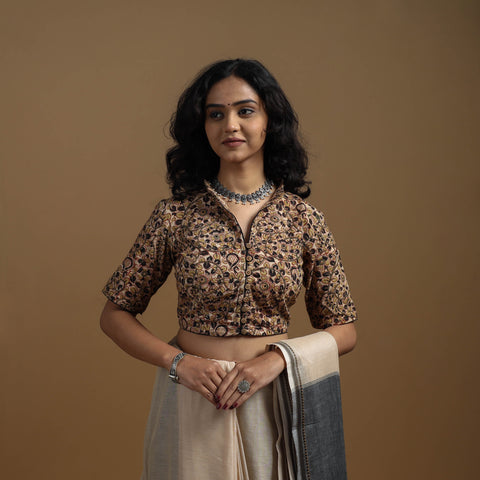 Pedana cotton natural dyed kalamkari readymade blouse 07