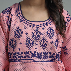 Buy Chikankari Hand Embroidered Cotton Long Kurta for Women