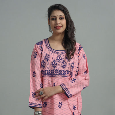 Buy Chikankari Hand Embroidered Cotton Long Kurta for Women
