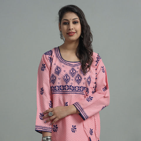 Buy Chikankari Hand Embroidered Cotton Long Kurta for Women