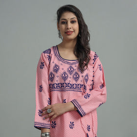 Buy Chikankari Hand Embroidered Cotton Long Kurta for Women