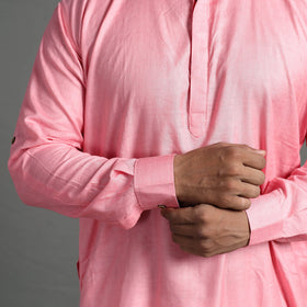 Baby pink - linen viscose plain men long pathani kurta