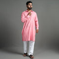 Baby pink - linen viscose plain men long pathani kurta