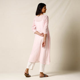  Mulmalai Cotton Plain Dyed Straight Long Kurta 28 
