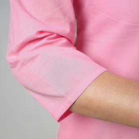 Buy Pink Plain Cotton Long Straight Kurta 11 Online at iTokri.com