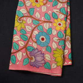 Silk Baby Pink Handpainted Srikalahasti Pen Kalamkari Fabric 