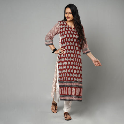 Bagh printed cotton long kurta - handcrafted