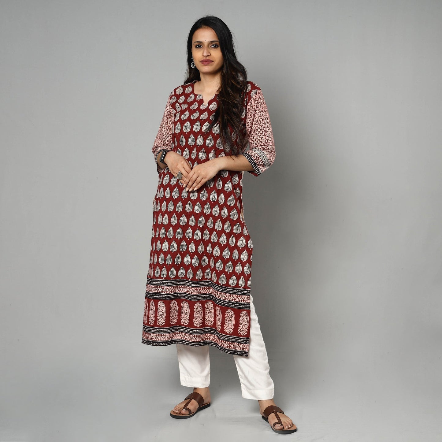 Bagh printed cotton long kurta - handcrafted