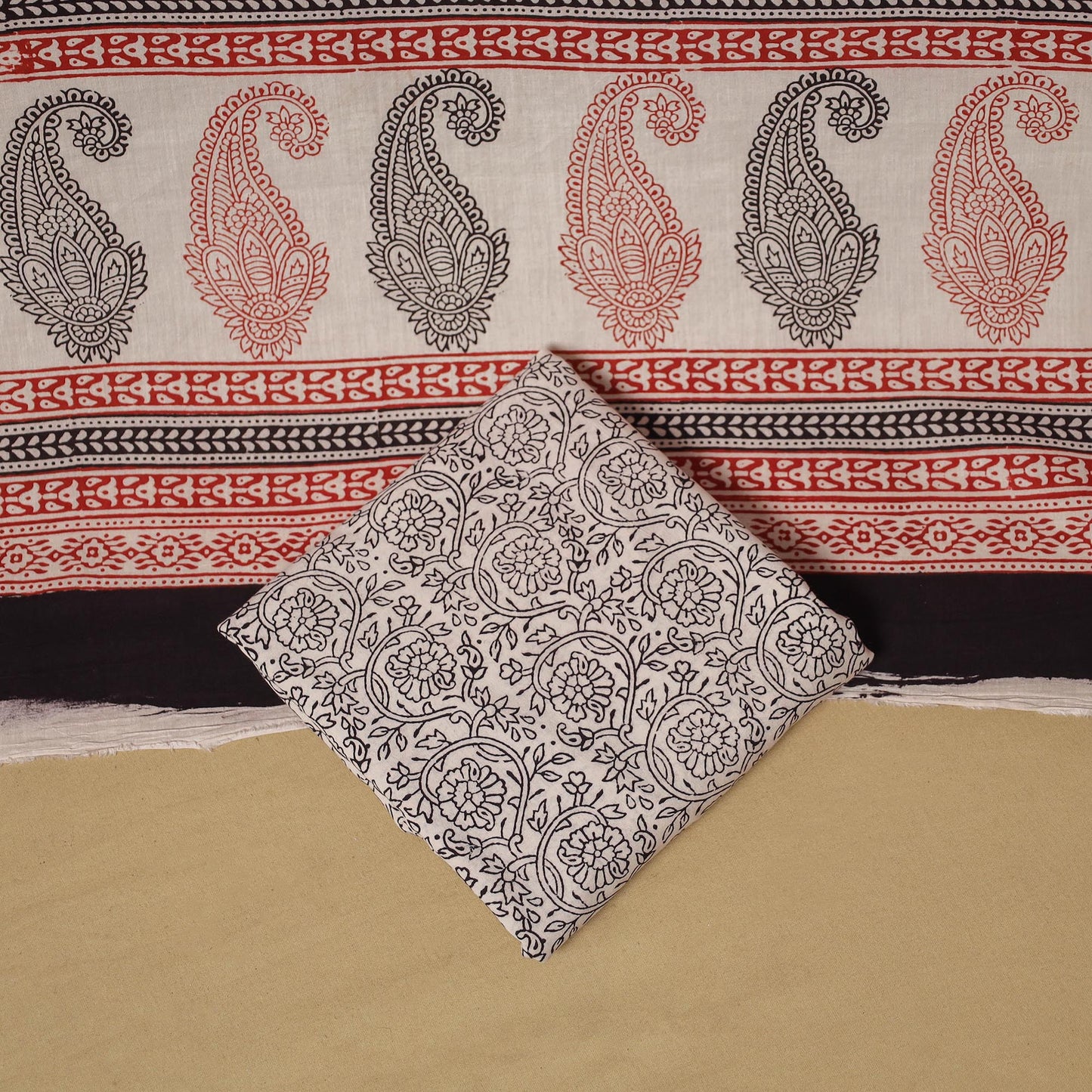 Bagh cotton 3pc unstitched dress material 48 - handcrafted