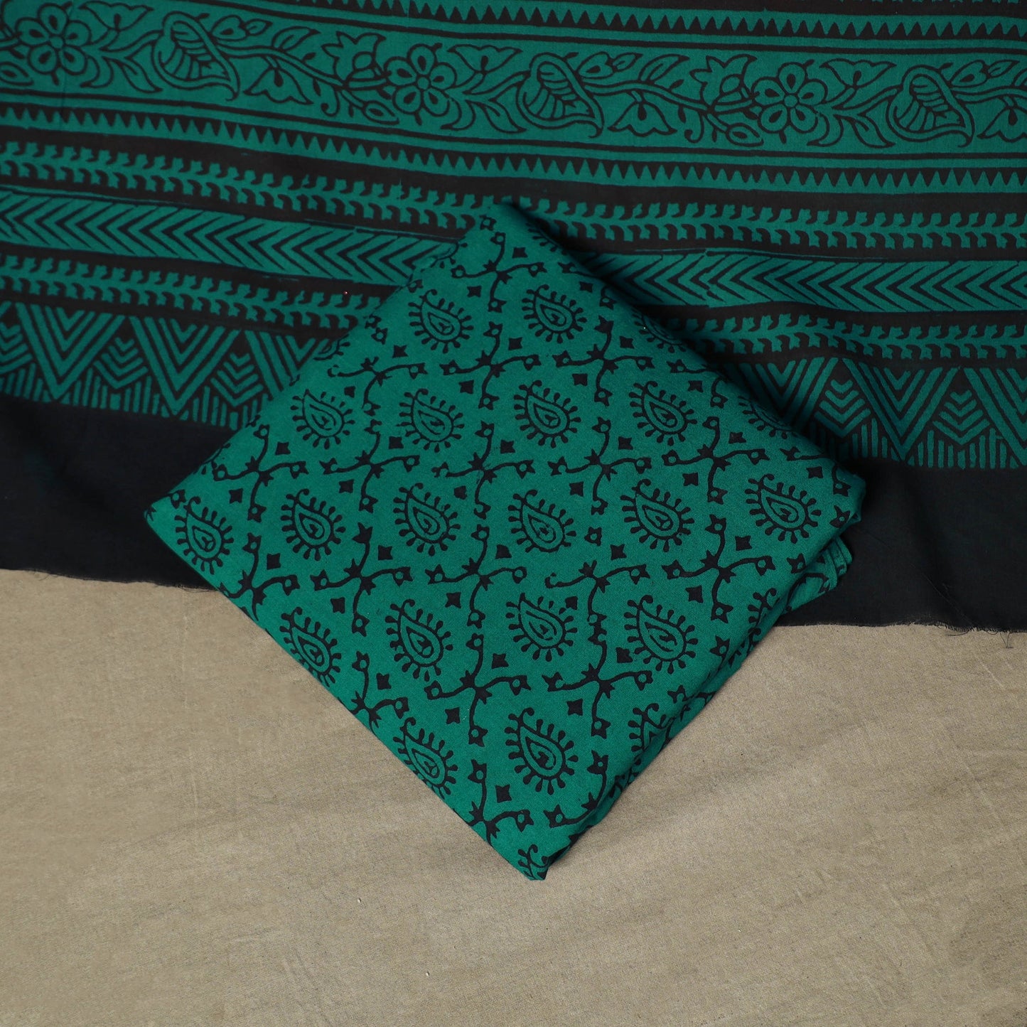 Bagh hand block print natural dyed cotton 3pc unstitched