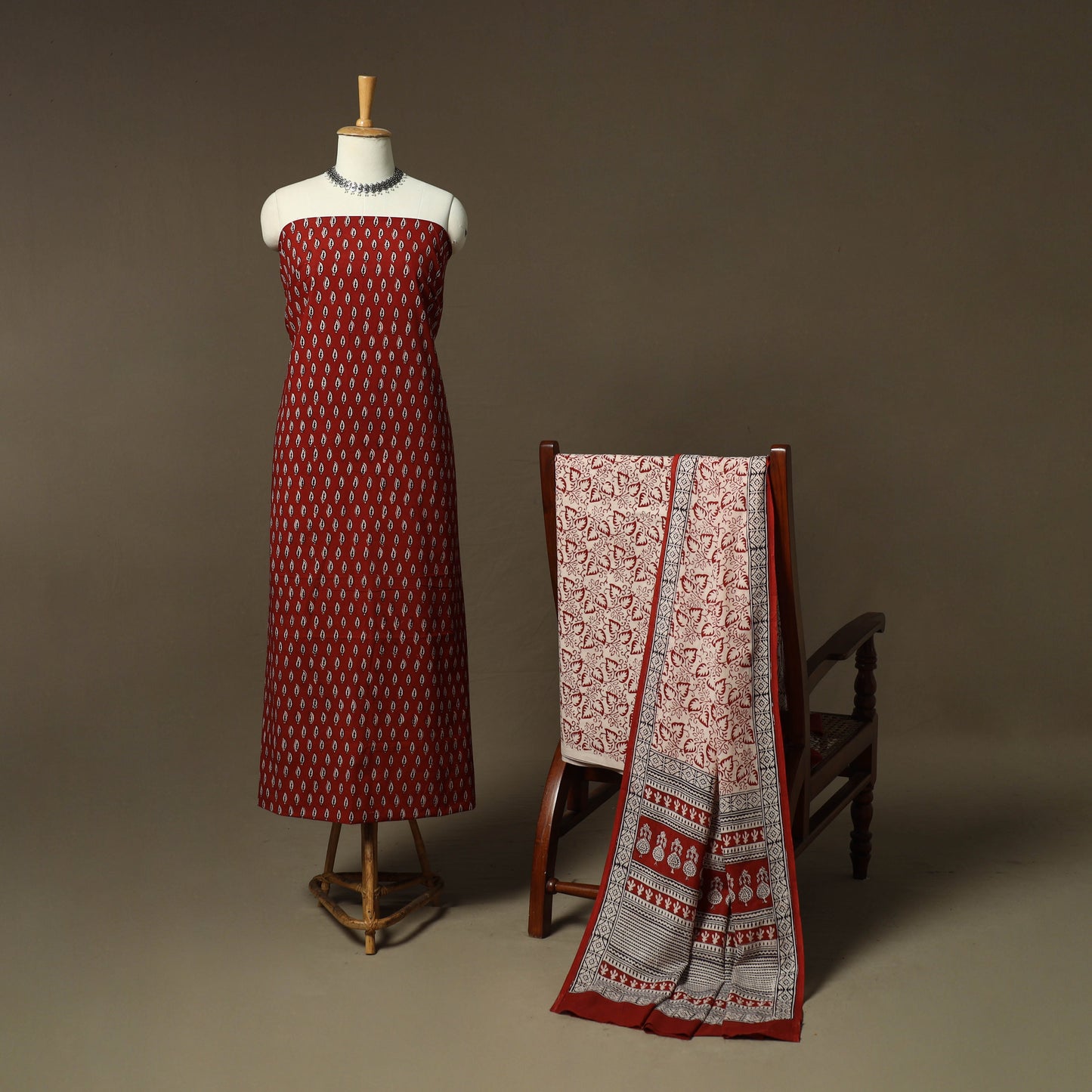 Bagh hand block print natural dyed cotton 3pc unstitched