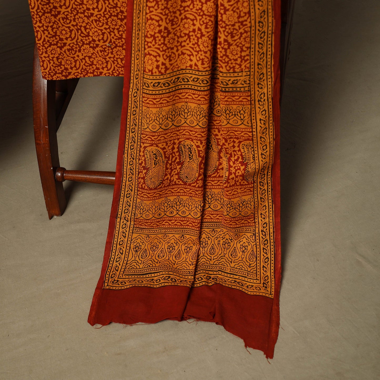Bagh hand block print natural dyed cotton 3pc unstitched