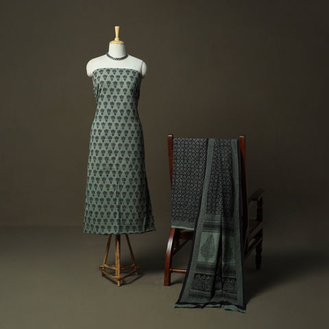 Bagh hand block print natural dyed cotton 3pc unstitched