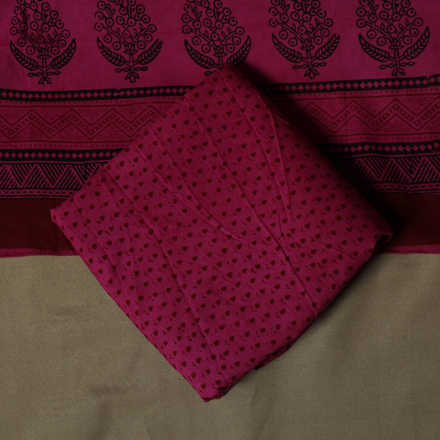 Bagh hand block print natural dyed cotton 3pc unstitched