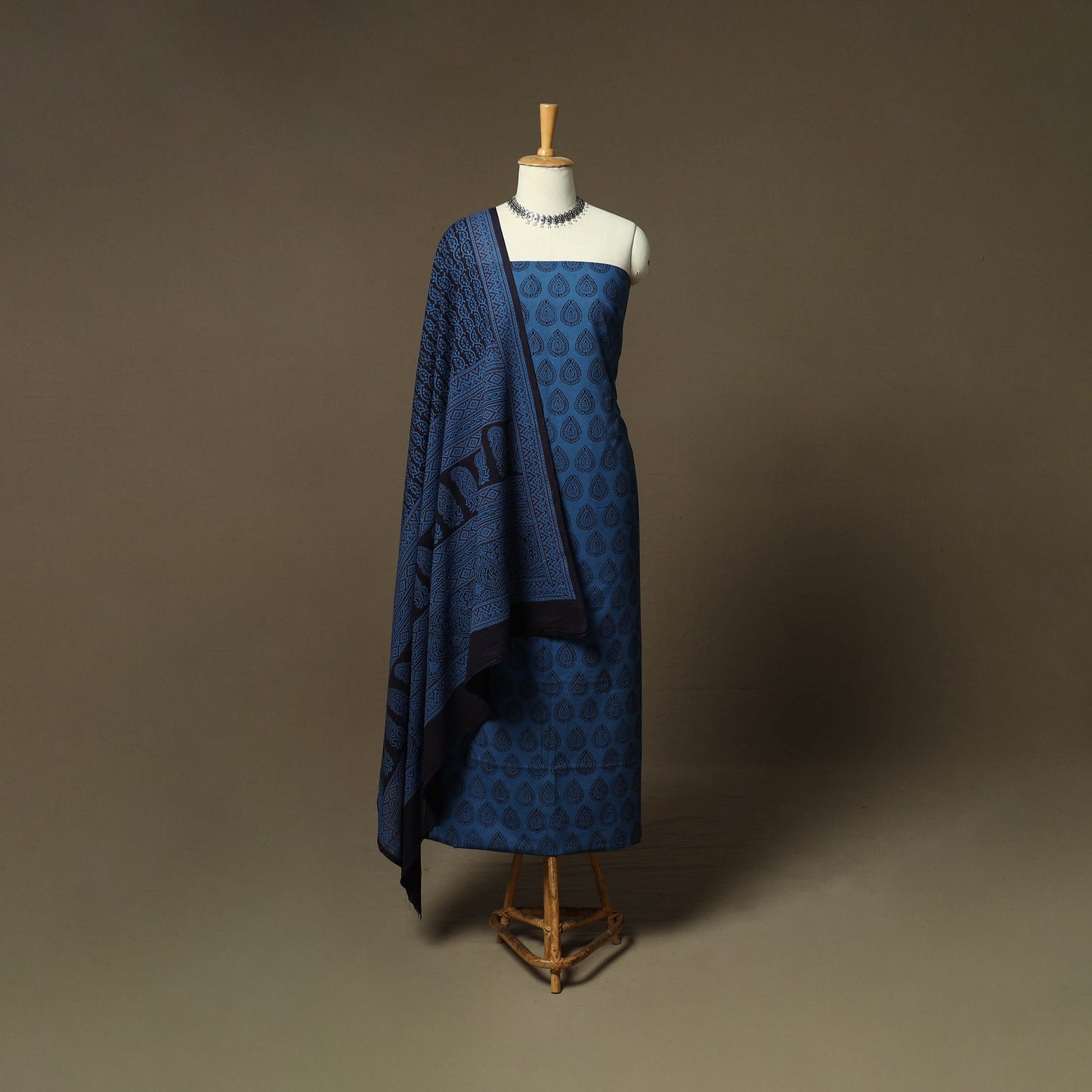 Bagh hand block print natural dyed cotton 3pc unstitched