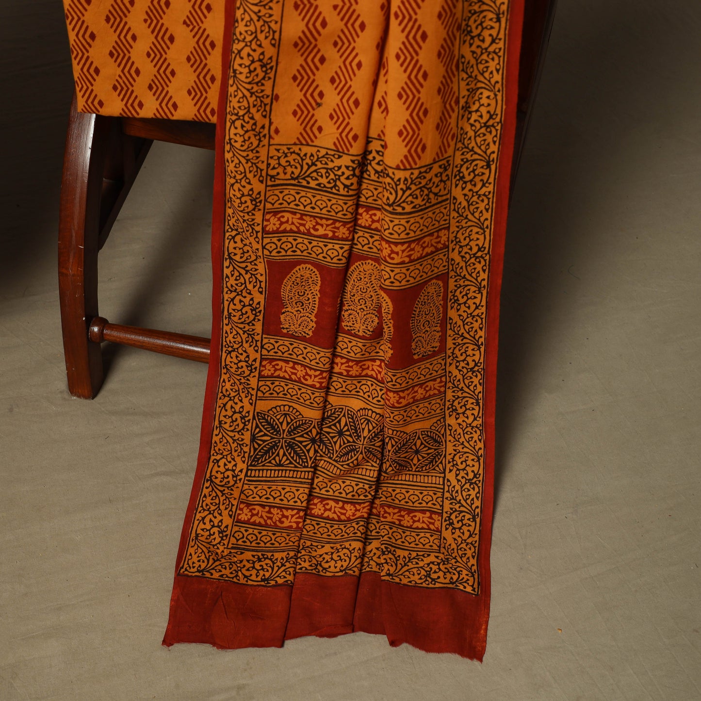 Bagh hand block print natural dyed cotton 3pc unstitched