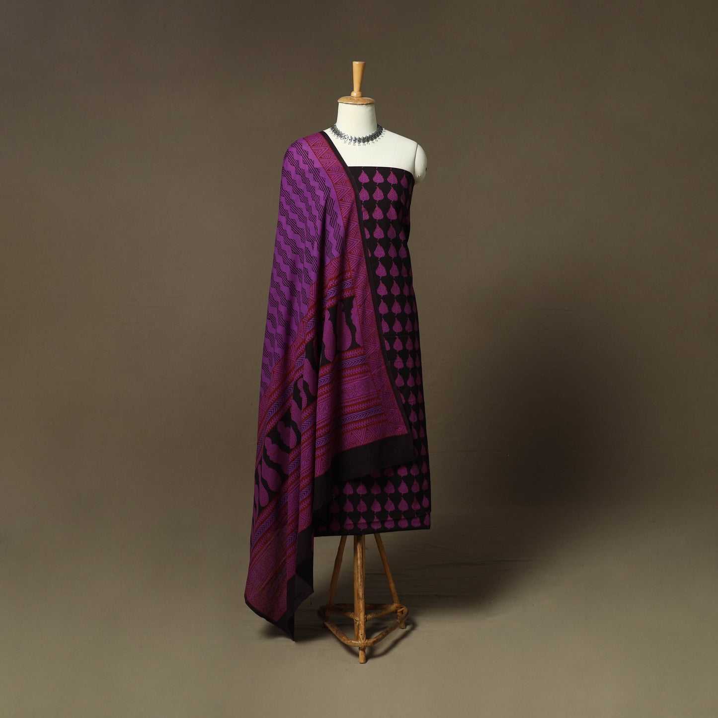 Bagh hand block print natural dyed cotton 3pc unstitched