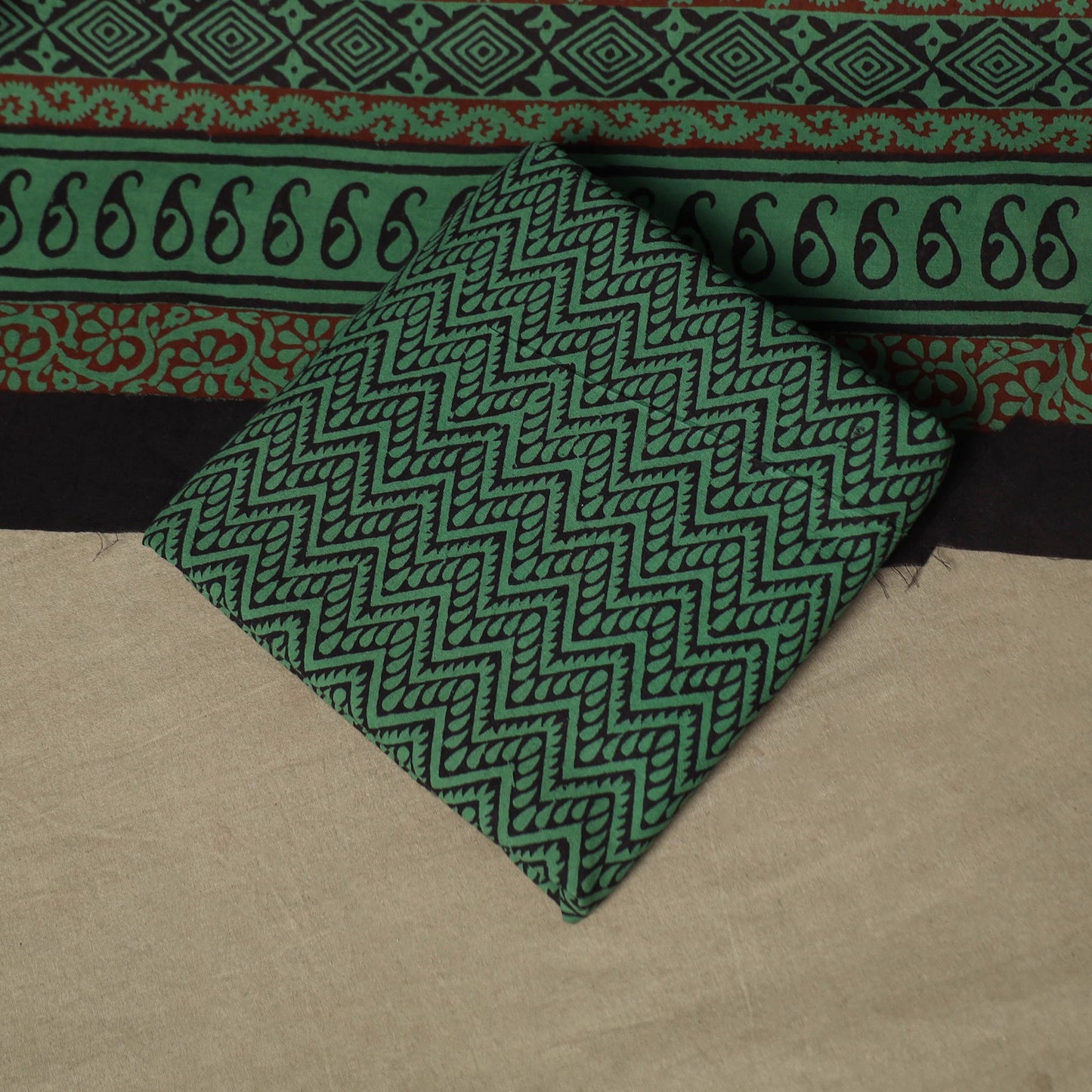 Bagh hand block print natural dyed cotton 3pc unstitched