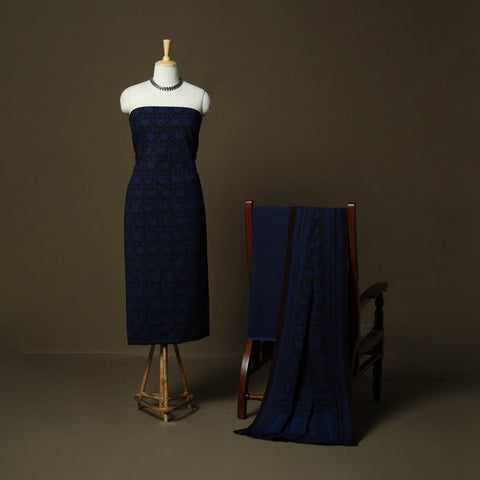 Bagh hand block print natural dyed cotton 3pc unstitched