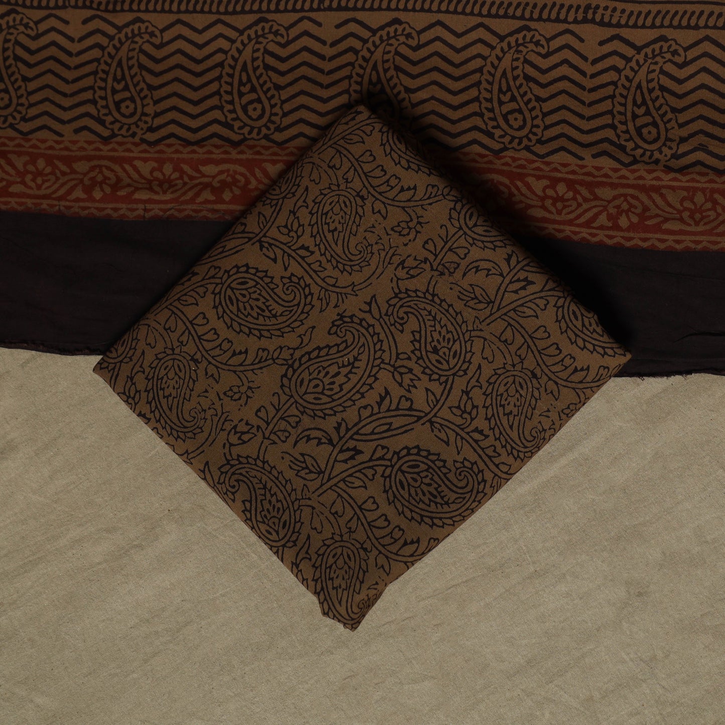 Bagh hand block print natural dyed cotton 3pc unstitched