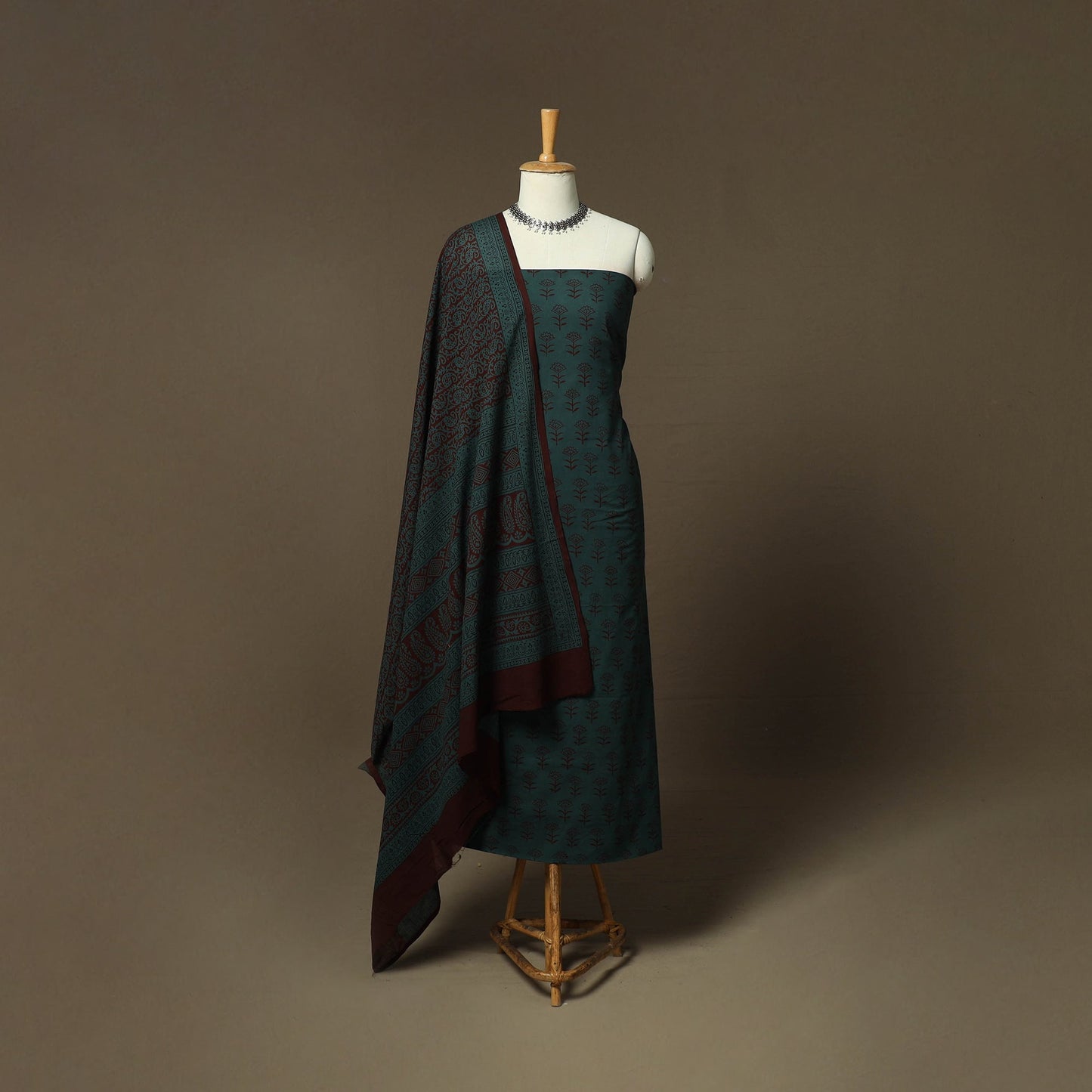 Bagh hand block print natural dyed cotton 3pc unstitched