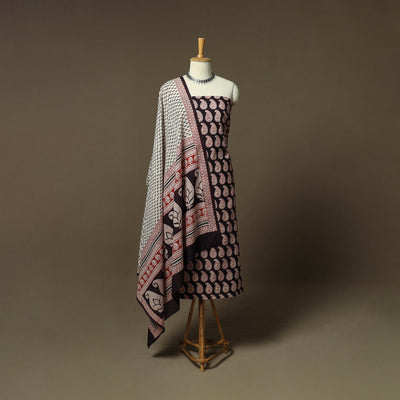 Bagh hand block print natural dyed cotton 3pc unstitched