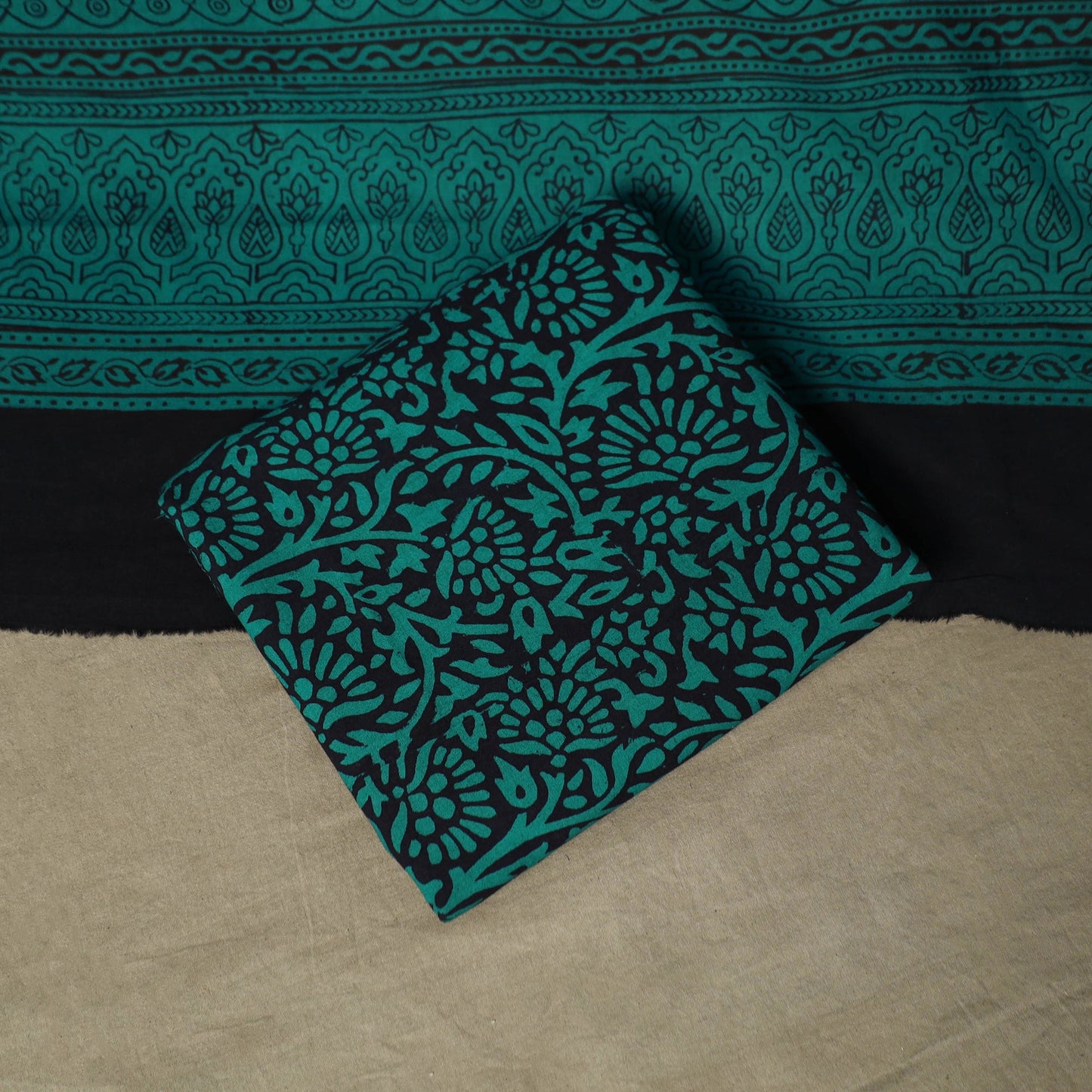 Bagh hand block print natural dyed cotton 3pc unstitched
