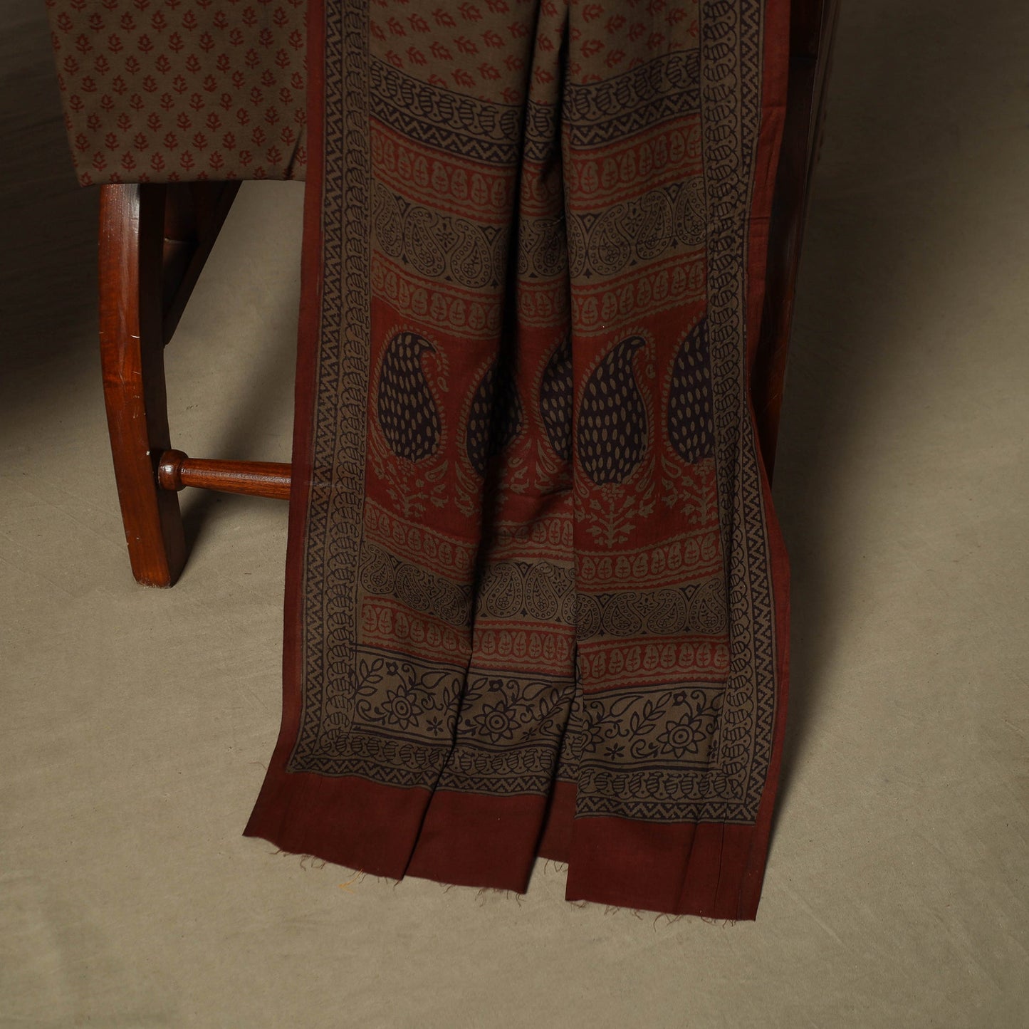 Bagh hand block print natural dyed cotton 3pc unstitched