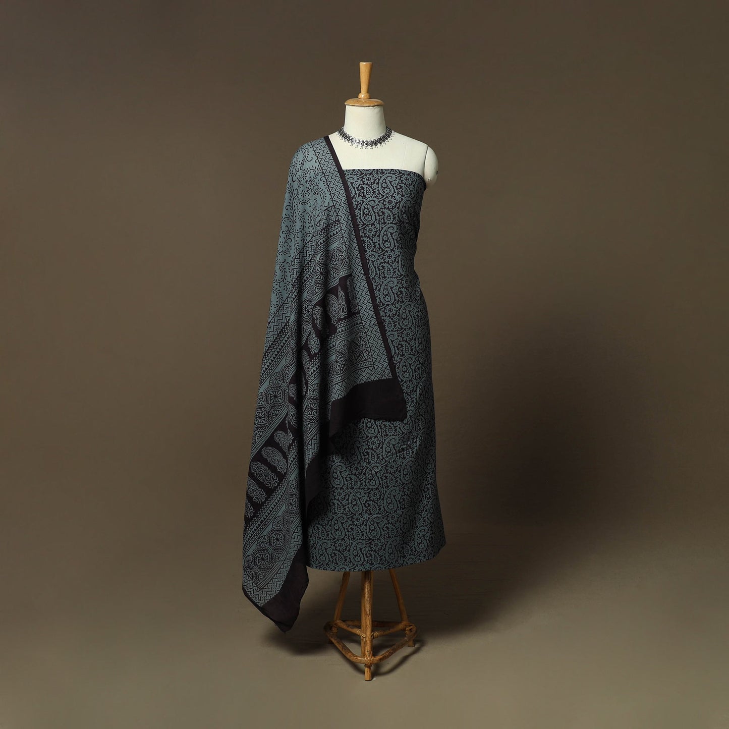 Bagh hand block print natural dyed cotton 3pc unstitched