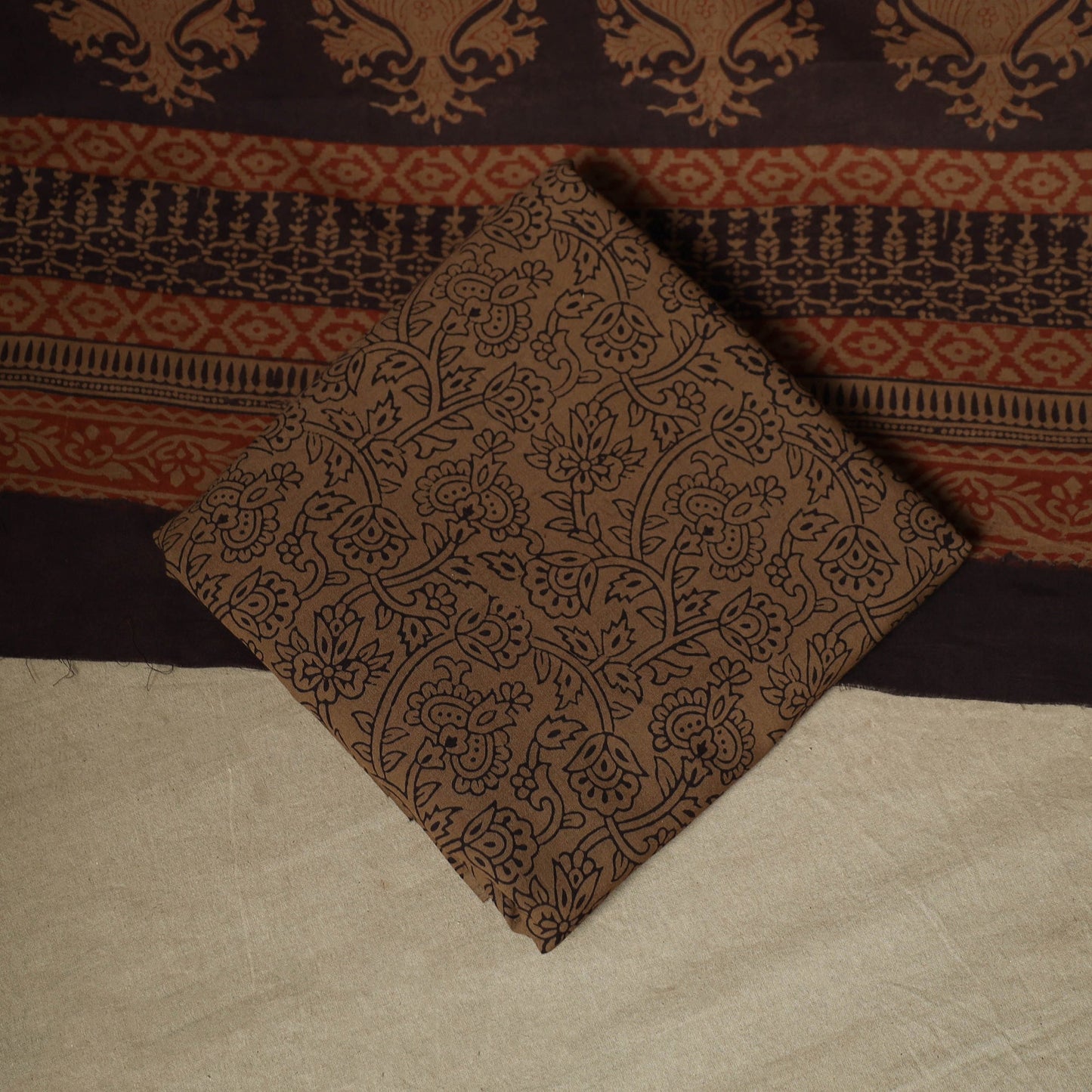 Bagh hand block print natural dyed cotton 3pc unstitched