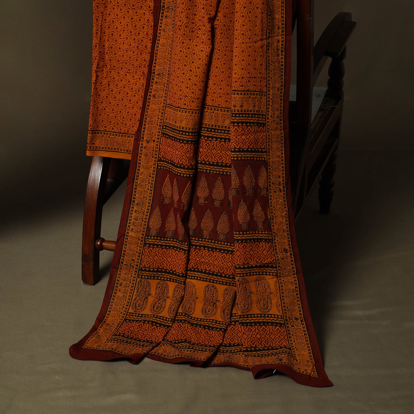 Bagh hand block print natural dyed cotton 3pc unstitched