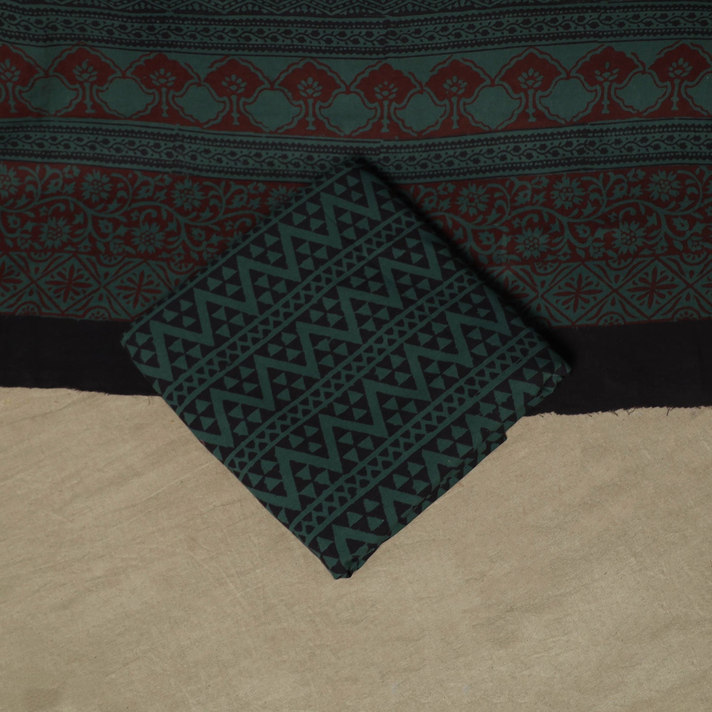 Bagh hand block print natural dyed cotton 3pc unstitched
