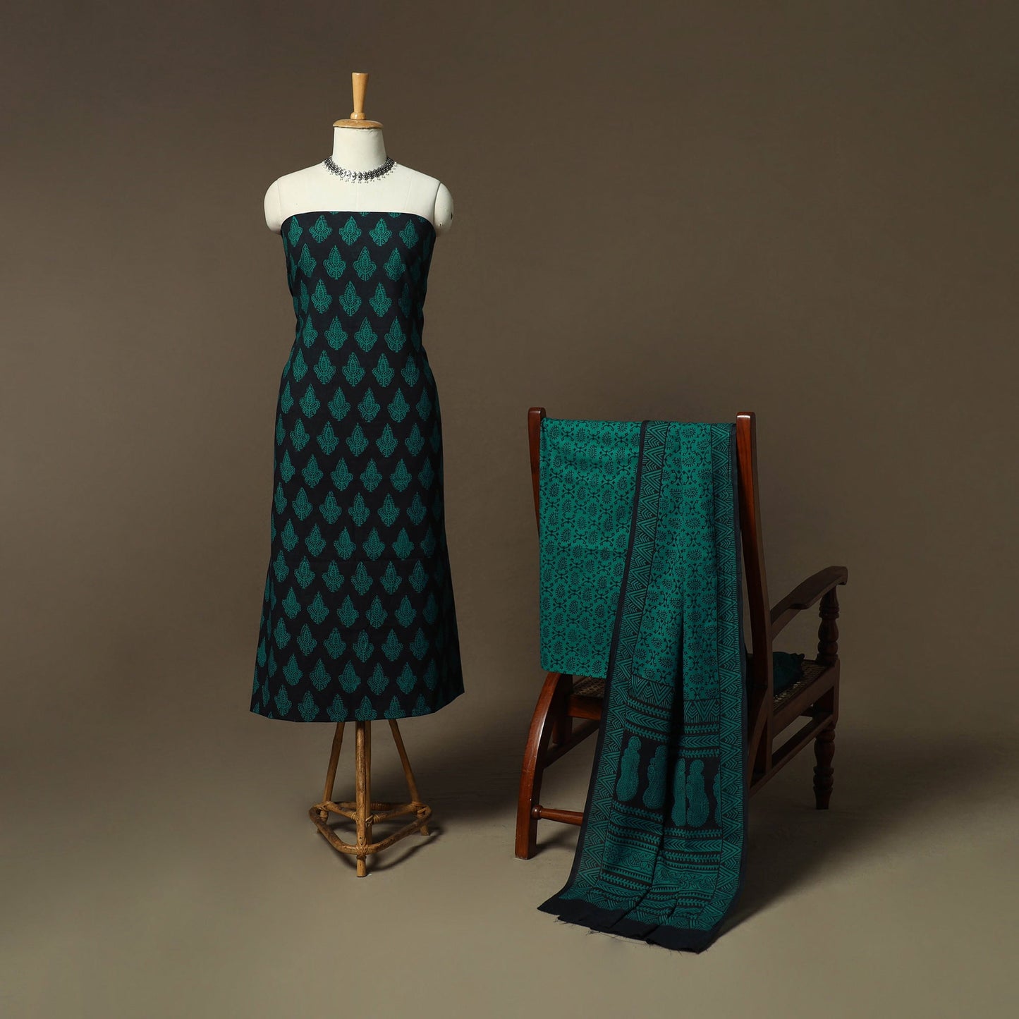 Bagh hand block print natural dyed cotton 3pc unstitched