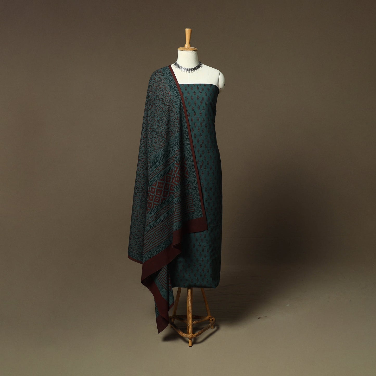 Bagh hand block print natural dyed cotton 3pc unstitched